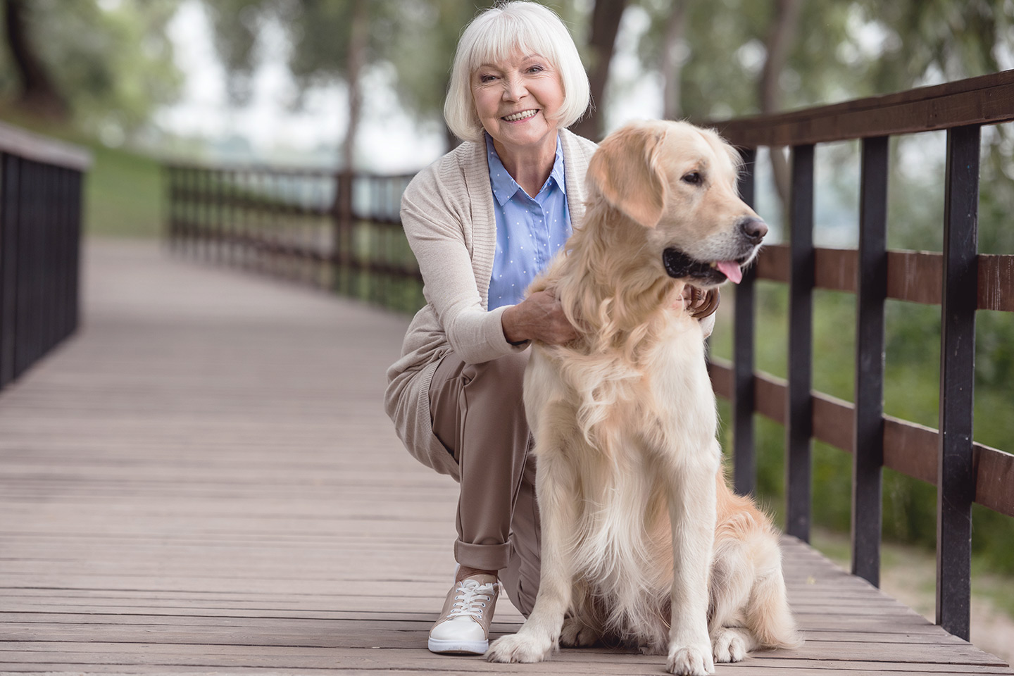 Senior woman on the go personal emergency alert